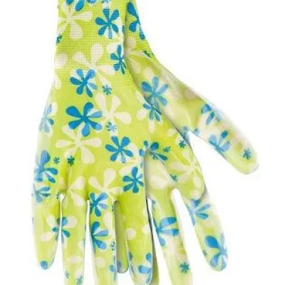 Перчатки садовые из полиэстера с нитриловым обливом, зеленые S/ PALISAD 67741