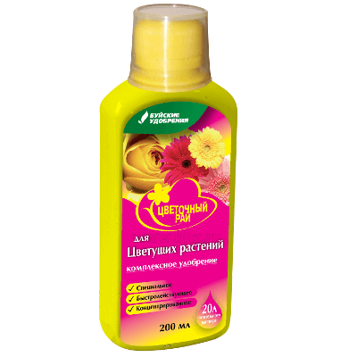 Жидкое комплексное удобрение "Цветочный рай" для Цветущих комнатных и садовых растений 0,2 л