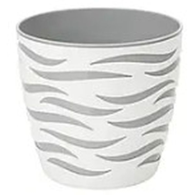 Кашпо Сахара Дуо 14, белый+платиновая вставка