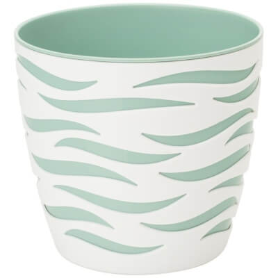 Кашпо Сахара Дуо 18, белый+мятная вставка