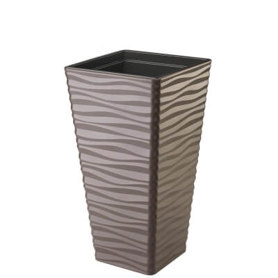 Кашпо Сахара Слим квадрат высокий 35 см, песочный