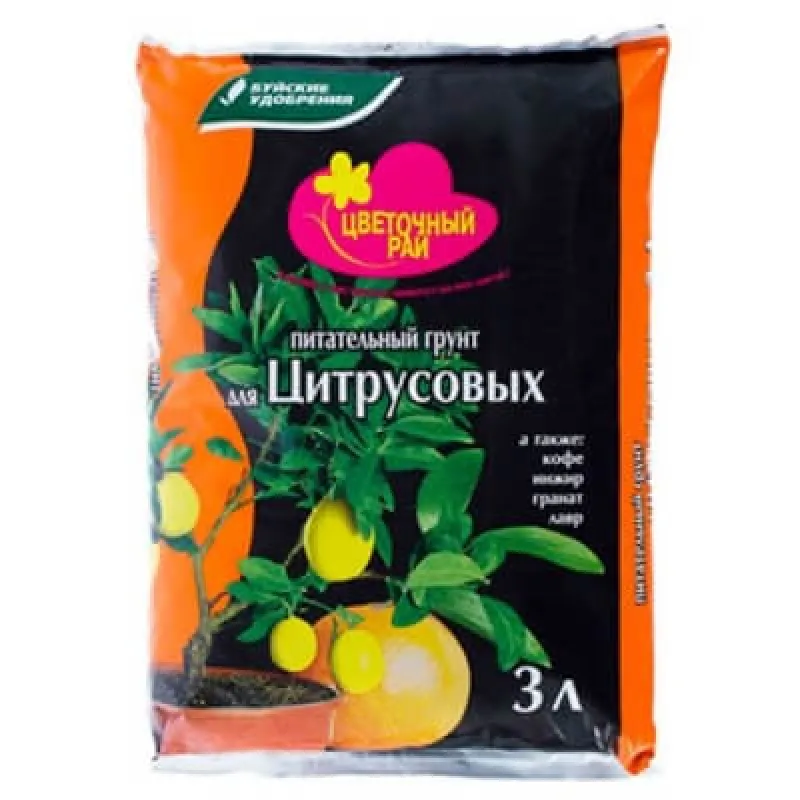 Грунт питательный "Цветочный рай" для Цитрусовых 3 л.