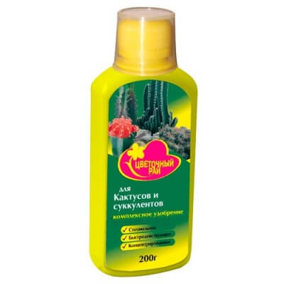 Жидкое комплексное удобрение "Цветочный рай" для Кактусов и Суккулентов 0,2 л