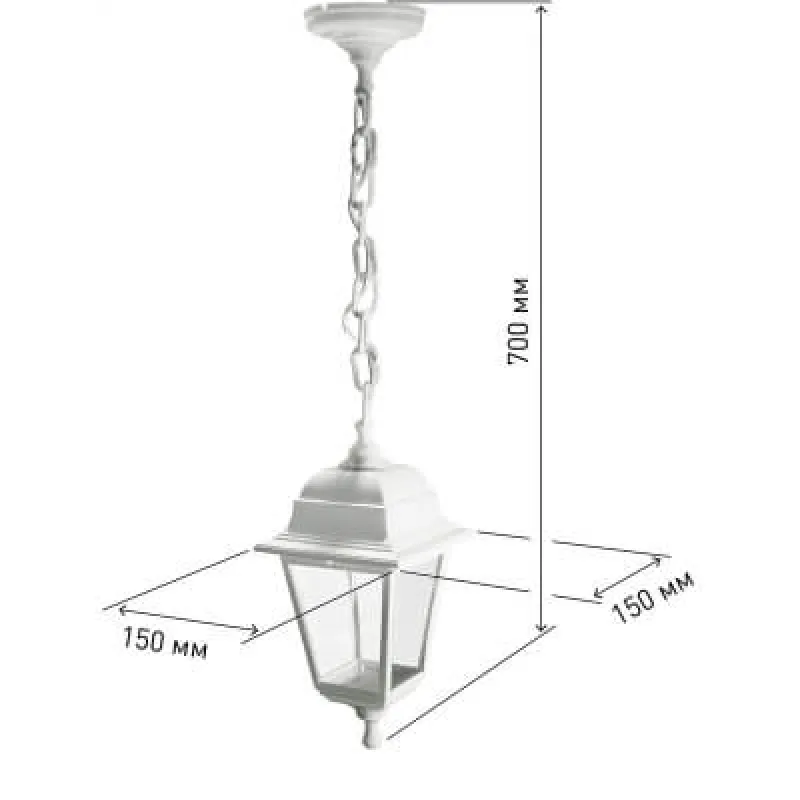 Светильник садово-парковый Адель подвесной четырехгранный белый Е27 НСУ 04-60-001
