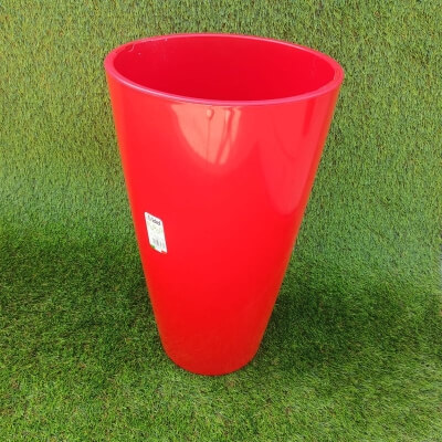 Кашпо Living высокое, круглое 55H CM + вставка, красный