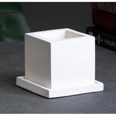 Фигурное кашпо "Куб с поддоном" белое 0 25 л/ 8х6х6см 7004802