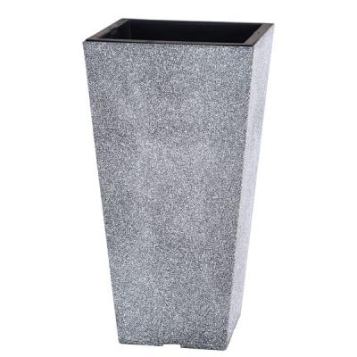 Кашпо квадратное KD9941PY со вставкой, белый пятнистый D25xH35