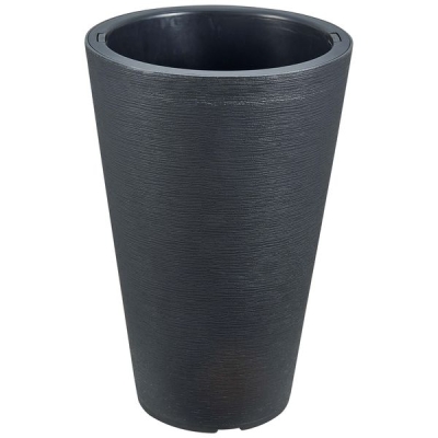 Кашпо круглое KD9954 со вставкой, черный D40xH73