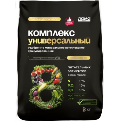 Комплекс универсальный,удобрение минеральное гранулированное Лама Торф 3кг