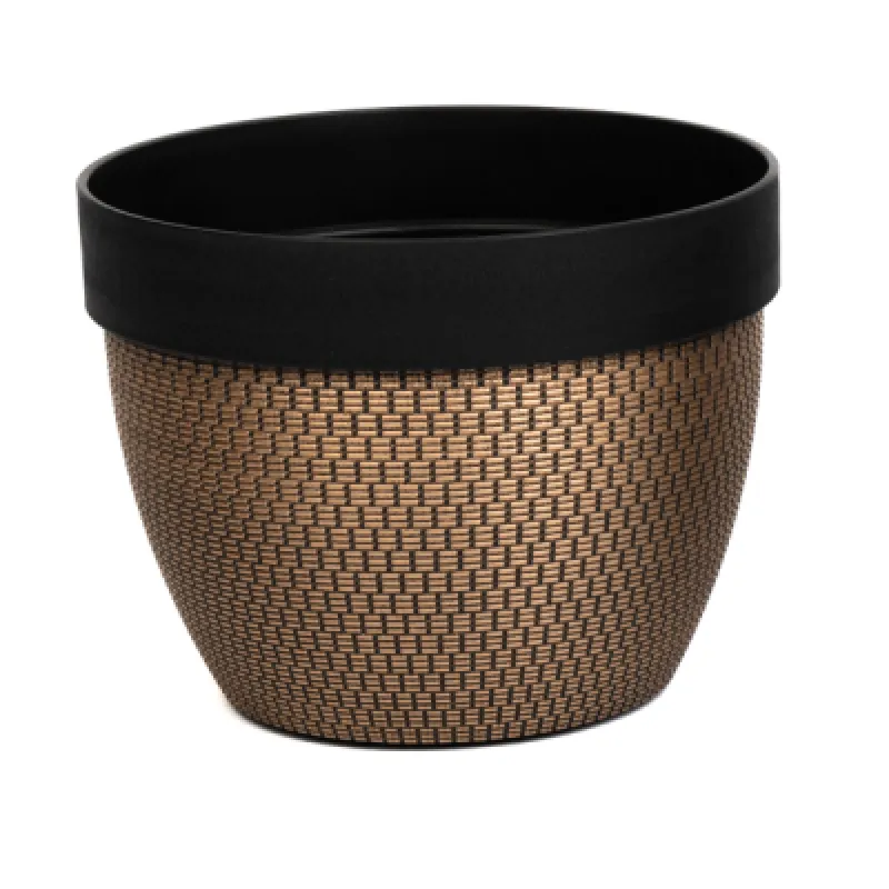 Горшок KD7804S+240S круглый с поддоном, золотой D35xH27