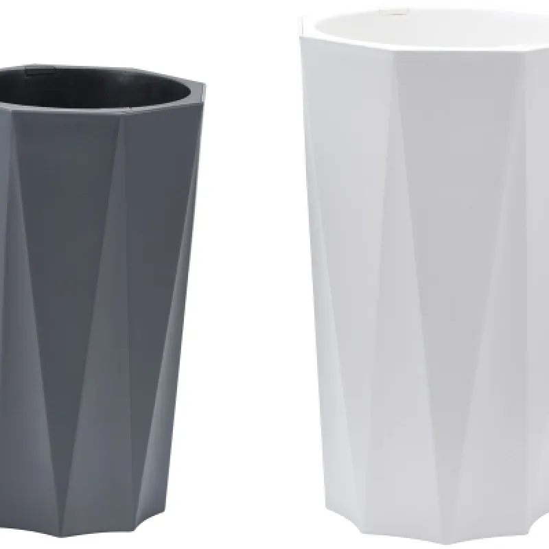 Горшок KD8801 многоугольный со вставкой, белый D24xH40