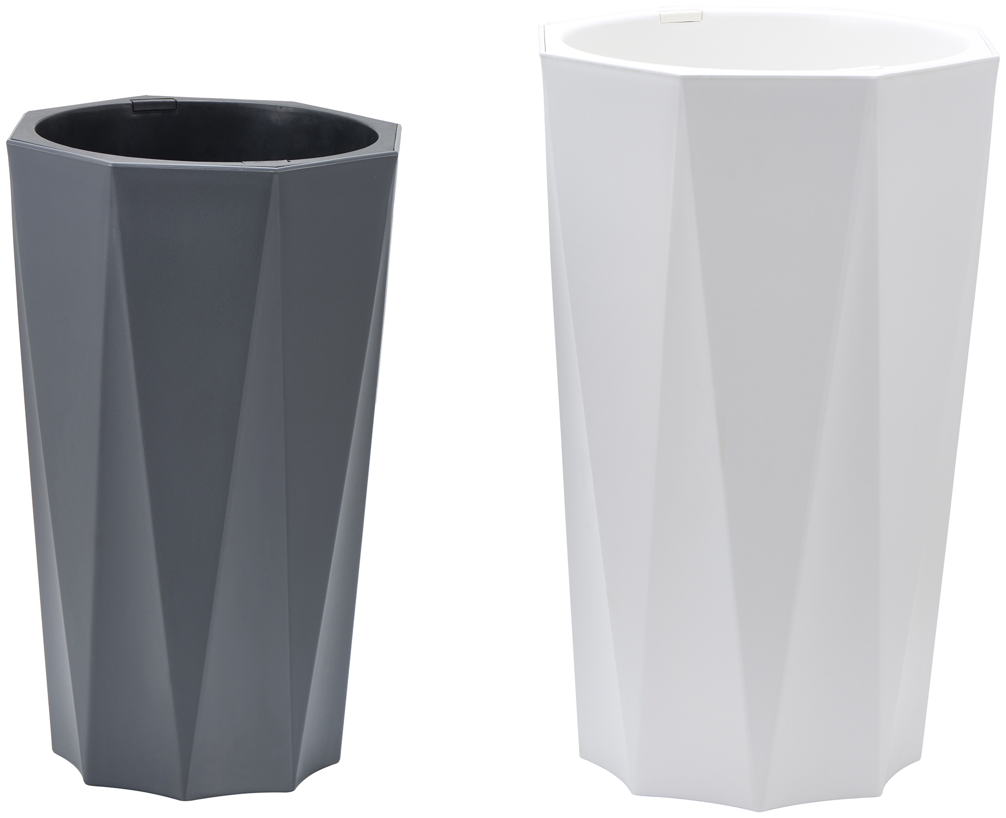 Горшок KD8801 многоугольный со вставкой, серый D24xH40