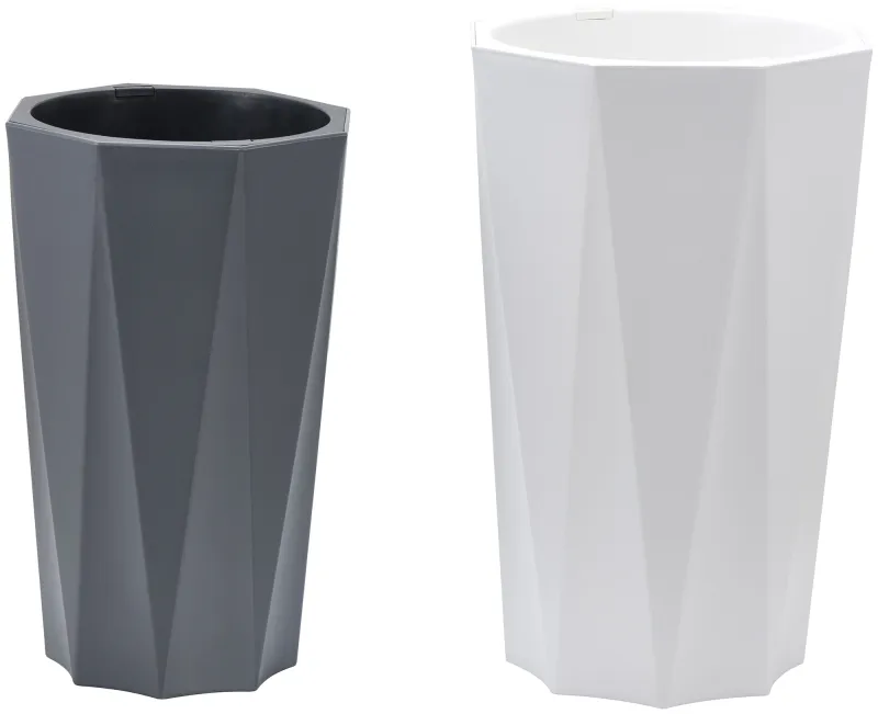 Горшок KD8803 многоугольный со вставкой, белый D34xH57