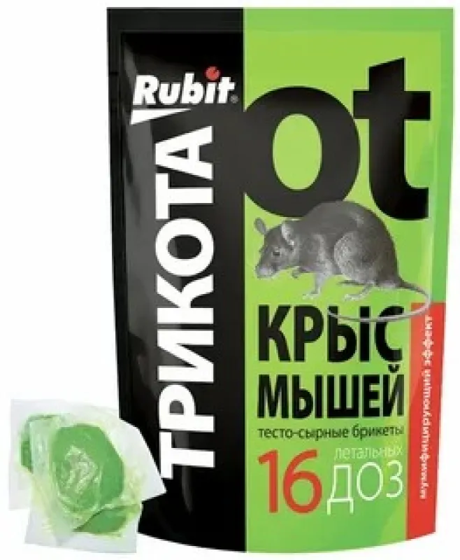 Родентицид от крыс и мышей мумиф.приманка Рубит ТриКота 16 доз 150г