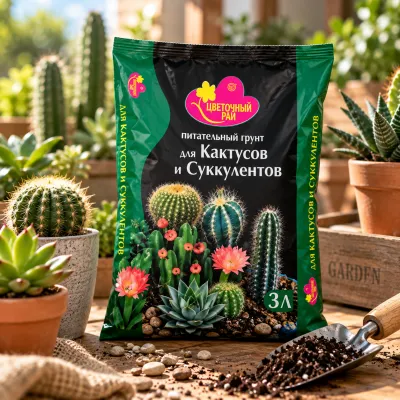 Грунт питательный "Цветочный рай" для Кактусов и Суккулентов 3л